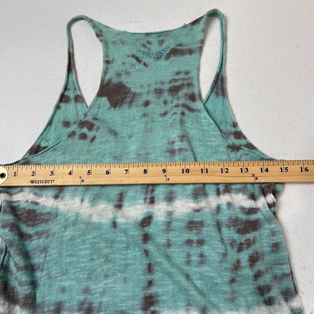 Zadig & Voltaire Tank Dress Women's Small Blue Tie Dye Linen Scoop Neck Pullover - Picture 10 of 12